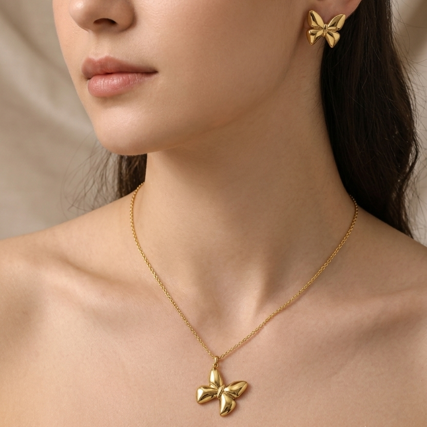 Butterfly Pendant and Earrings