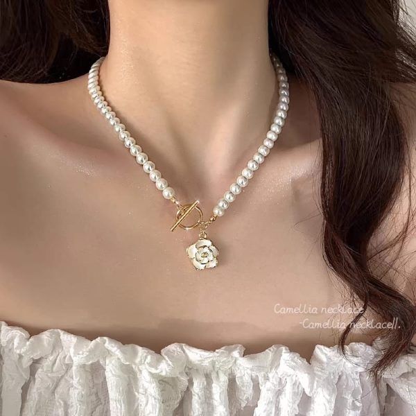 Elegant Korean Camellia Pendant