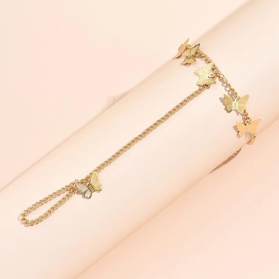 Gold Plated Butterfly Hanging Charm Bracelet