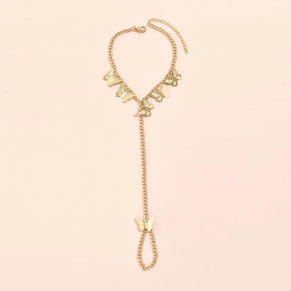 Gold Plated Butterfly Hanging Charm Bracelet